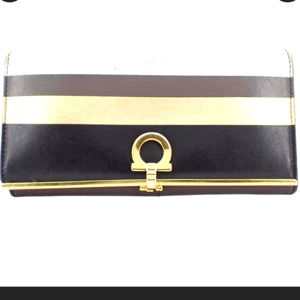 Salvatore Ferragamo Black Colorblock Long Wallet